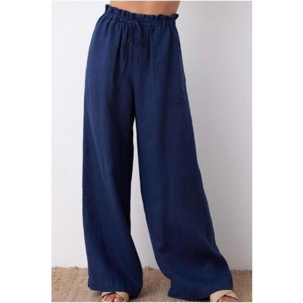NEW BELLA DAHL drawcord wide leg pant in summer night navy